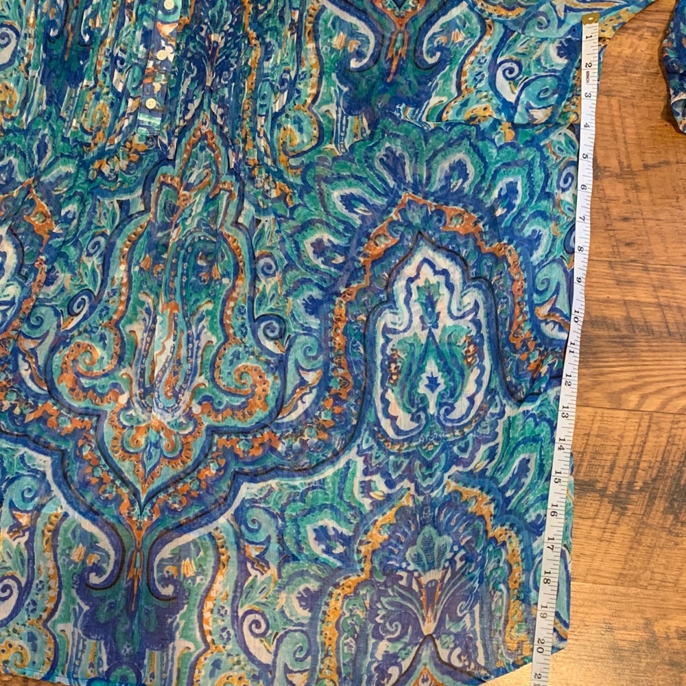 Ralph Lauren Blue and Aqua Paisley Sheer Tunic - Picture 8 of 12